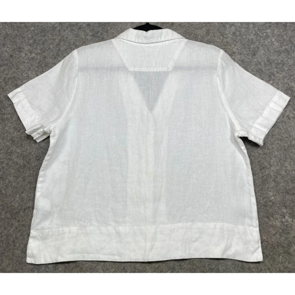 Quince 100% European Linen Short Sleeve Shirt Womens S White Button Front Top